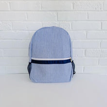 Load image into Gallery viewer, Navy Seersucker backpack