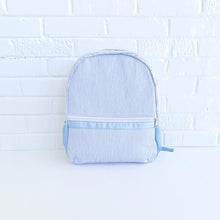 Load image into Gallery viewer, Light Blue seersucker backpack