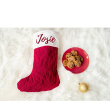 Load image into Gallery viewer, Personalized Red Velvet Christmas Stocking