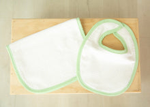 Load image into Gallery viewer, Gingham Bib and Burp Cloth Set