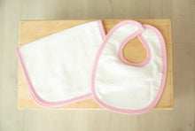 Load image into Gallery viewer, Gingham Bib and Burp Cloth Set