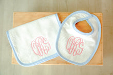 Load image into Gallery viewer, Gingham Bib and Burp Cloth Set