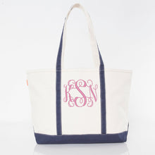 Load image into Gallery viewer, Personalized Canvas Boat Tote Bag | Embroidered Monogram, Zippered