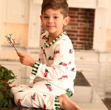Load image into Gallery viewer, Christmas Tree Tractor Butt Flap Pajamas with name for kids
