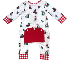 Load image into Gallery viewer, Christmas on the Farm Butt Flap Pajamas with name for kids