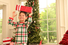 Load image into Gallery viewer, Christmas Plaid Butt Flap Pajamas with name for kids