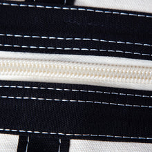 Load image into Gallery viewer, Navy Canvas and Genuine Leather Tote with Monogrammed Initial