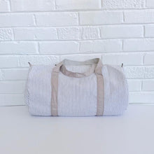 Load image into Gallery viewer, Grey Seersucker Duffle Bag