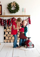 Load image into Gallery viewer, Personalized Buffalo Check Christmas Stocking