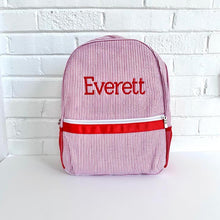 Load image into Gallery viewer, Monogrammed Seersucker Backpack