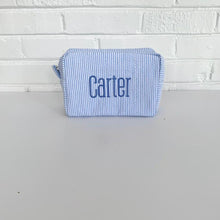 Load image into Gallery viewer, Monogrammed Seersucker Cosmetic bag