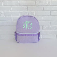 Load image into Gallery viewer, Monogrammed Seersucker Backpack
