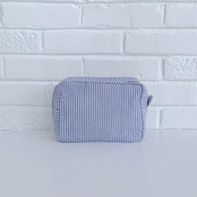 Load image into Gallery viewer, Monogrammed Seersucker Cosmetic bag