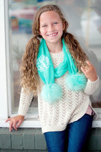 Load image into Gallery viewer, Monogrammed pom pom scarf for kids