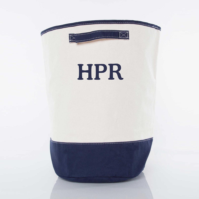 Monogrammed canvas laundry hamper