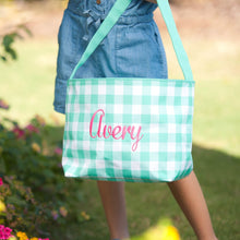 Load image into Gallery viewer, Personalized Checkered Easter Basket, Embroidered Name
