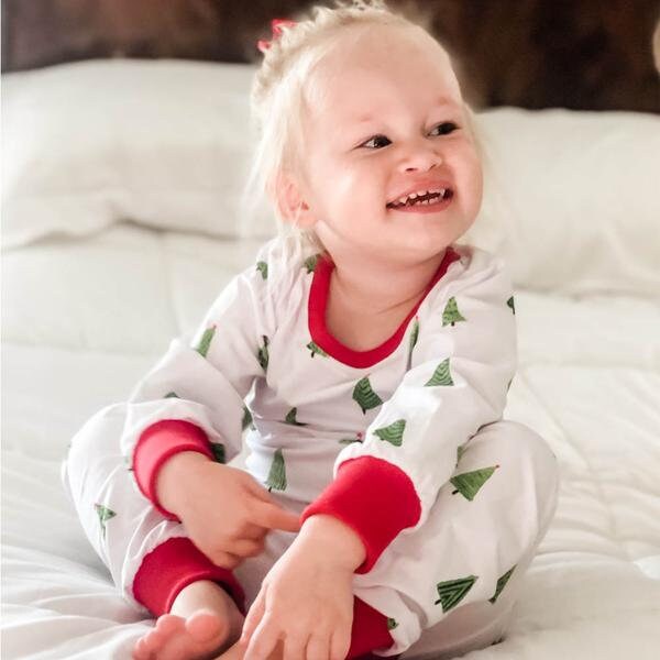 Christmas Tree Butt flap Pajamas with name for kids
