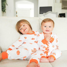 Load image into Gallery viewer, Fall Pumpkin Butt flap Pajamas with name for kids
