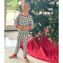 Load image into Gallery viewer, Christmas Buffalo Check Butt flap Pajamas with name for kids
