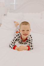 Load image into Gallery viewer, Christmas Buffalo Check Butt flap Pajamas with name for kids
