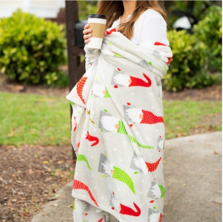 Personalized Christmas Gnome Blanket | Plush Polyester Throw