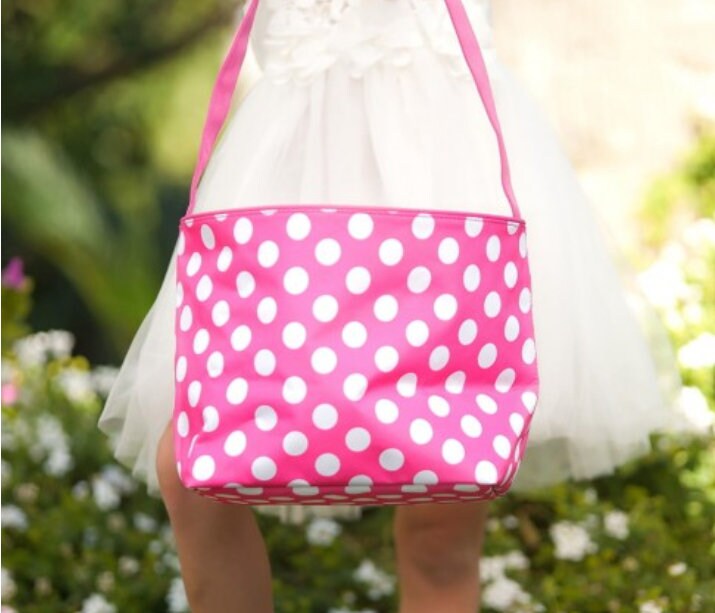 Personalized Checkered Easter Basket, Embroidered Name