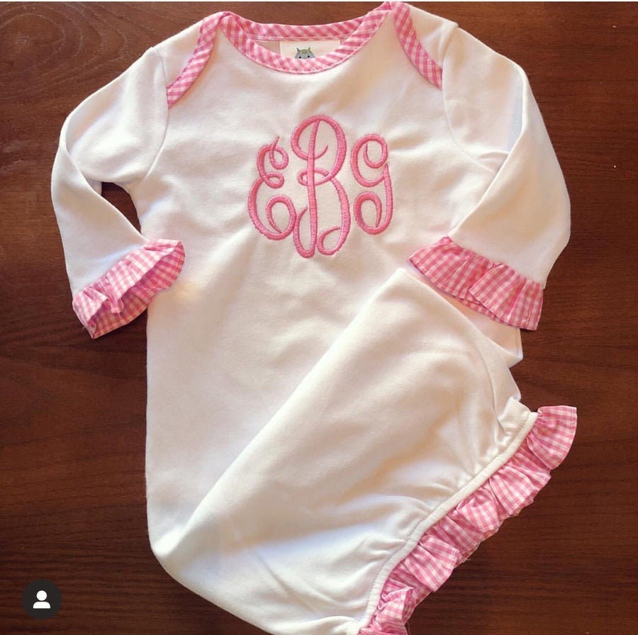 Infant Ruffle Trim Gown Pink