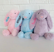 Load image into Gallery viewer, Personalized Bunny with name embroidered on ear, present for grandaughter, grandson, son, daughter, kid
