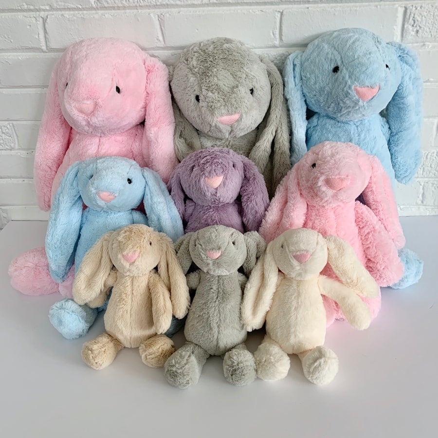 Personalized Bunny with name embroidered on ear, present for grandaughter, grandson, son, daughter, kid