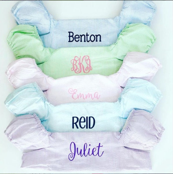 Personalized Puddle Jumper Cover, seersucker with name or monogram embroidered on front