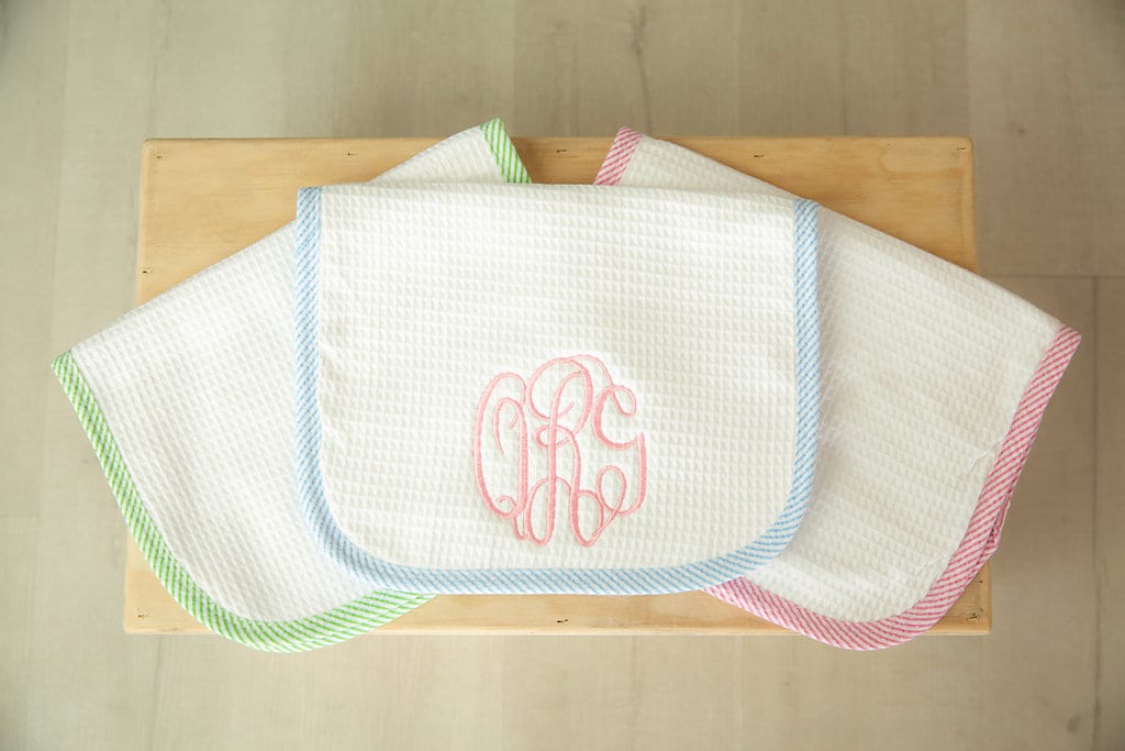 Gingham Bib and Burp Cloth Set
