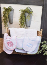 Load image into Gallery viewer, Gingham Bib and Burp Cloth Set
