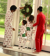 Load image into Gallery viewer, Christmas Tree Tractor Butt Flap Pajamas with name for kids
