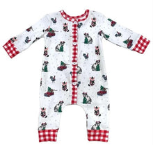 Load image into Gallery viewer, Christmas on the Farm Butt Flap Pajamas with name for kids
