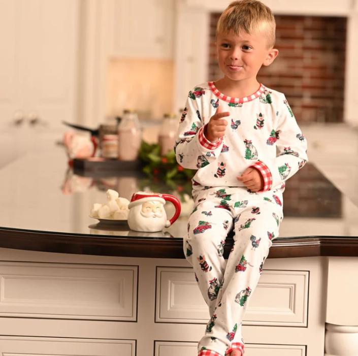 Christmas on the Farm Butt Flap Pajamas with name for kids