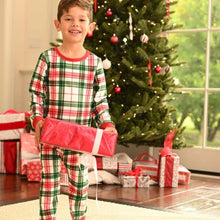 Load image into Gallery viewer, Christmas Plaid Butt Flap Pajamas with name for kids
