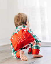 Load image into Gallery viewer, Christmas Plaid Butt Flap Pajamas with name for kids
