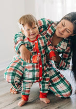 Load image into Gallery viewer, Christmas Plaid Butt Flap Pajamas with name for kids
