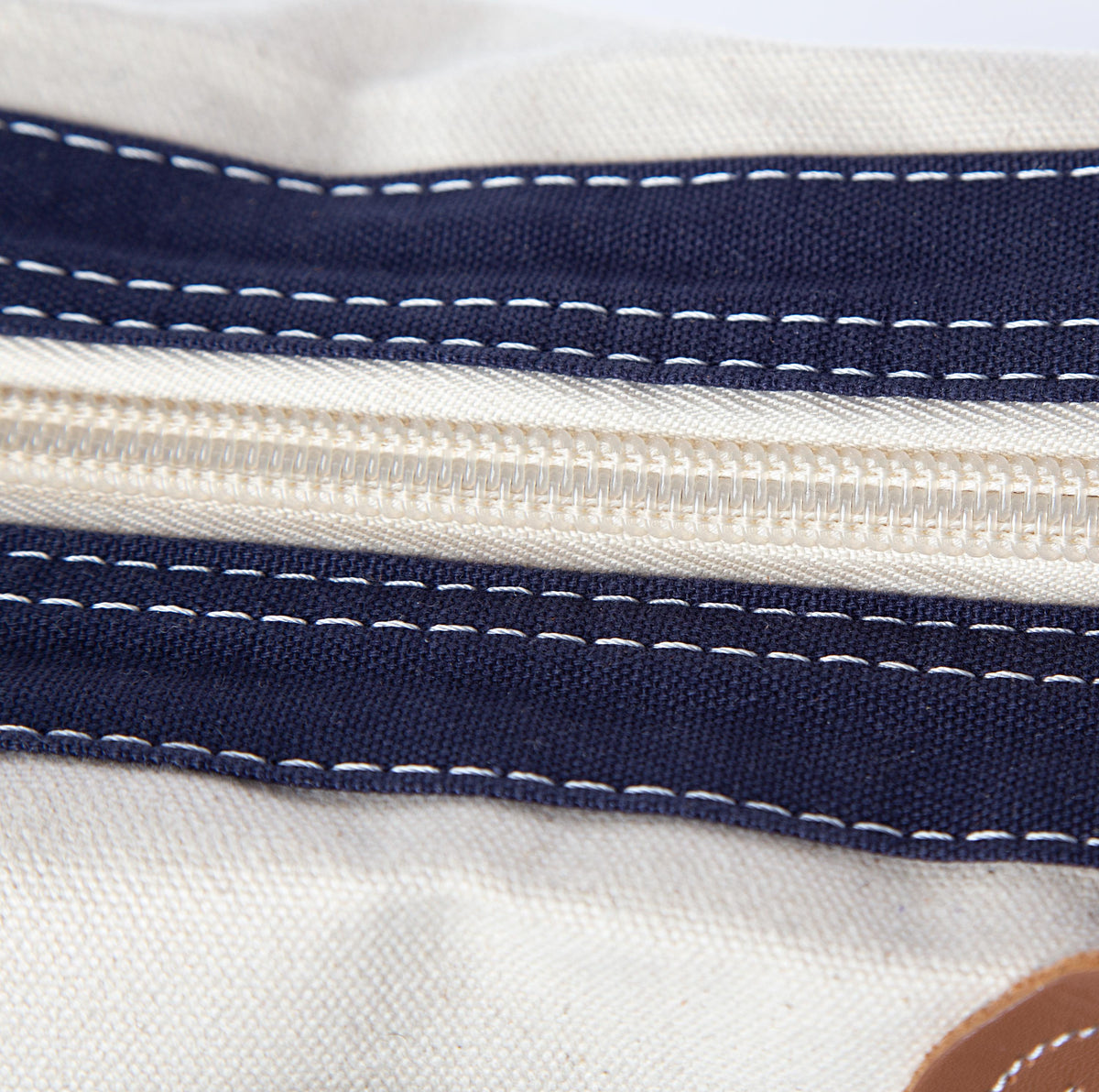 Navy Canvas and Genuine Leather Tote with Monogrammed Initial
