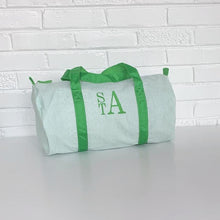 Load image into Gallery viewer, Green Seersucker Duffle Bag
