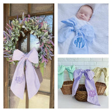 Load image into Gallery viewer, Monogrammed Seersucker Bow Sash
