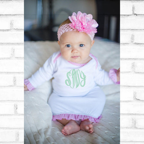Personalized Infant Ruffle Trim Gown